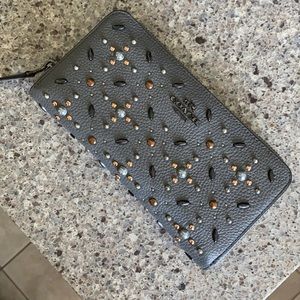 COACH studded zip around wallet